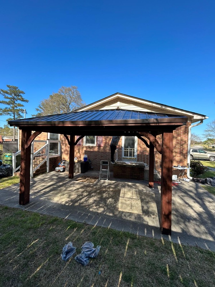 Backyard pavilion with metal roof